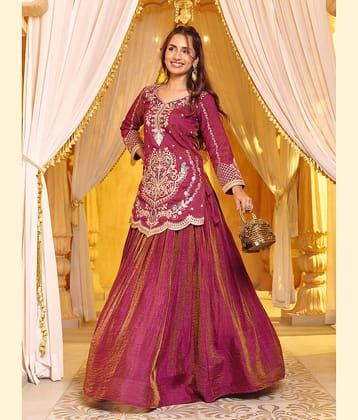 Madhuram Textiles Women's Silk Blends Ready To Wear Flared Lehenga Choli