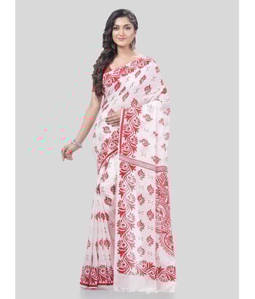 Desh Bidesh Cotton Printed Saree With Blouse Piece - Red ( Pack of 1 ) - Red