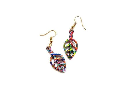 Artwork Wooden Earrings - Leaf earrings in assorted Artworks