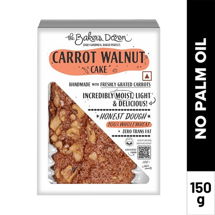 Baker's Dozen Carrot Walnut Cake 100% Wholewheat, 150 gm