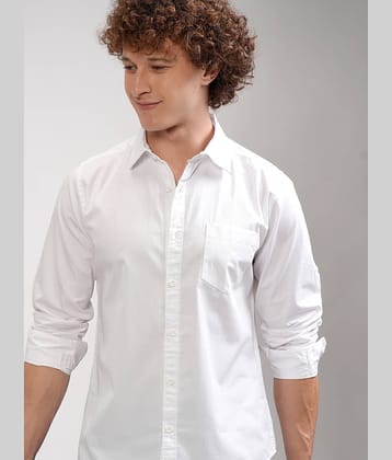 Highlander 100% Cotton Slim Fit Solids Full Sleeves Men's Casual Shirt - White ( Pack of 1 )