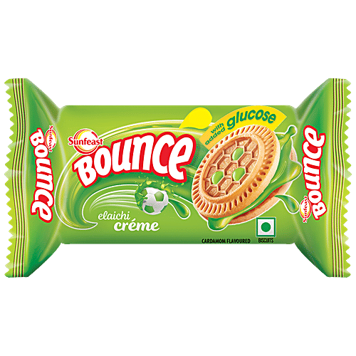 Sunfeast Bounce biscuits - Elaichi Creme Cookies, 6x30 g Multipack