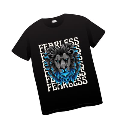 Trishoolin "Fearless Lion..." Abstract Theme Graphic T-Shirt (Design 10186MB ) | Cotton Regular Fit Crew Neck Tee | Pack of 1
