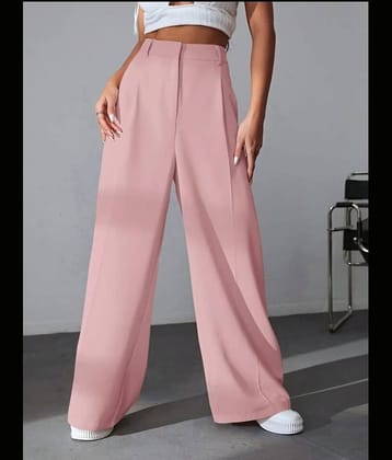 Broadstar Pack of 1 Polyester Straight Women's Casual Pants ( Pink )