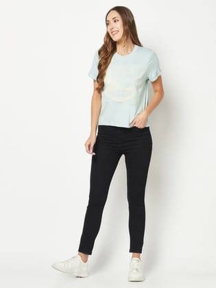 Embroidered Blue T-Shirt