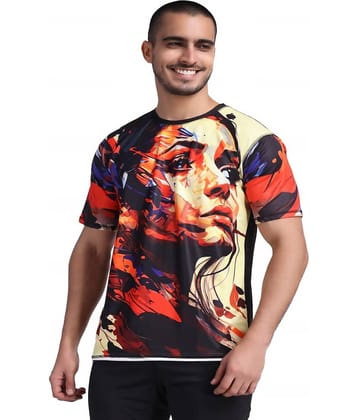 yellow tree Polyester Regular Fit Printed Half Sleeves Men's Round T-Shirt - Multicolor ( Pack of 1 )