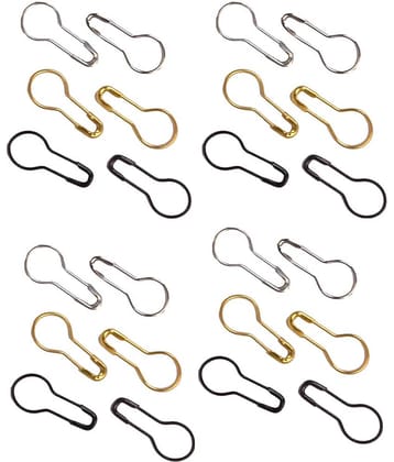Pear Safety pins, Made of Steel & Brass,75 pcs, Colors (Gold, Silver,Black Metal)