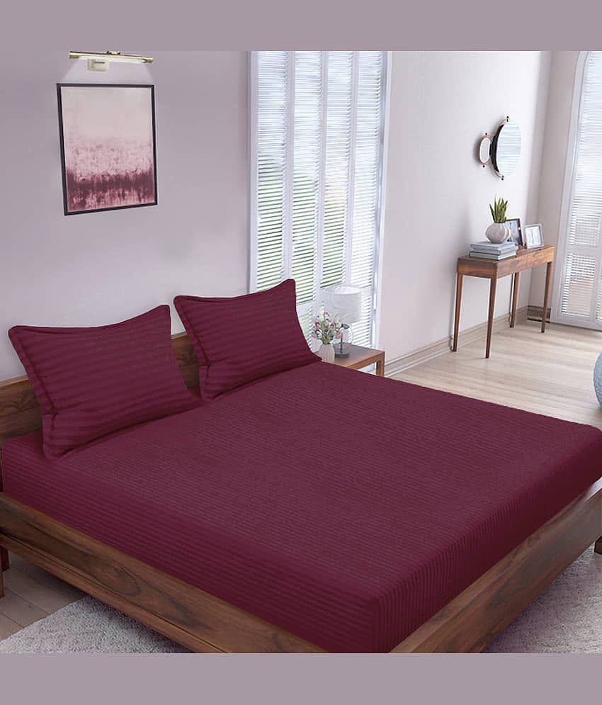 Home Candy Cotton King Bedsheet ( Maroon )