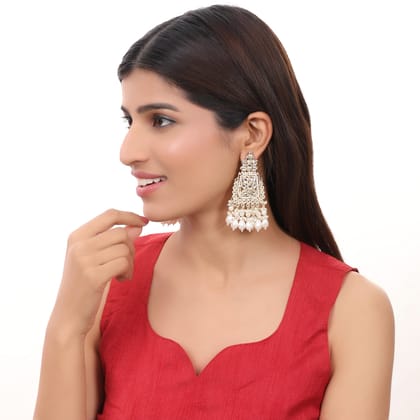 Golden Goddess Serenity Earrings-White / Gold Plated / Free Size