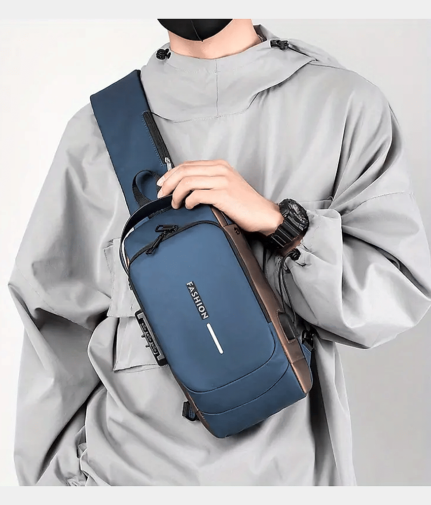 Gjshop Blue Solid Messenger Bag