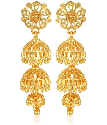 VIVASTRI Golden Jhumki Earrings ( Pack of 1 ) - Golden