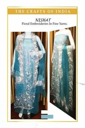 Turquoise Tulle Kurti with Odhani