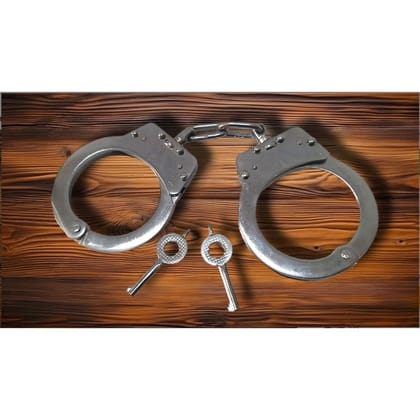 Silver Carbon Steel Handcuffs for Security Forces | Heavy Duty Silver Plated Police (1819)