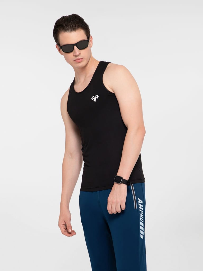 AH Gym Vest Black 4-Way Stretch