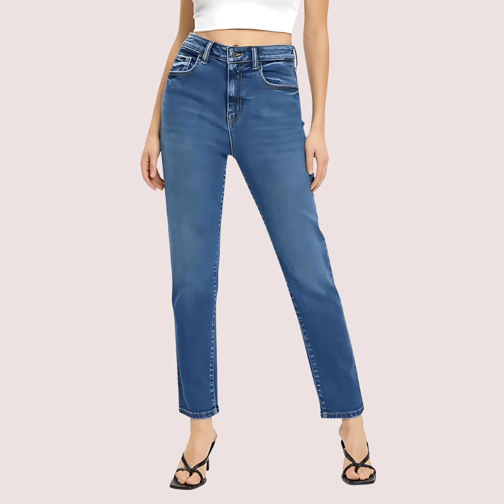 Women's High Rise Classic Slim Straight Denim Jeans - Jeans | Buy online on ZillyBuy