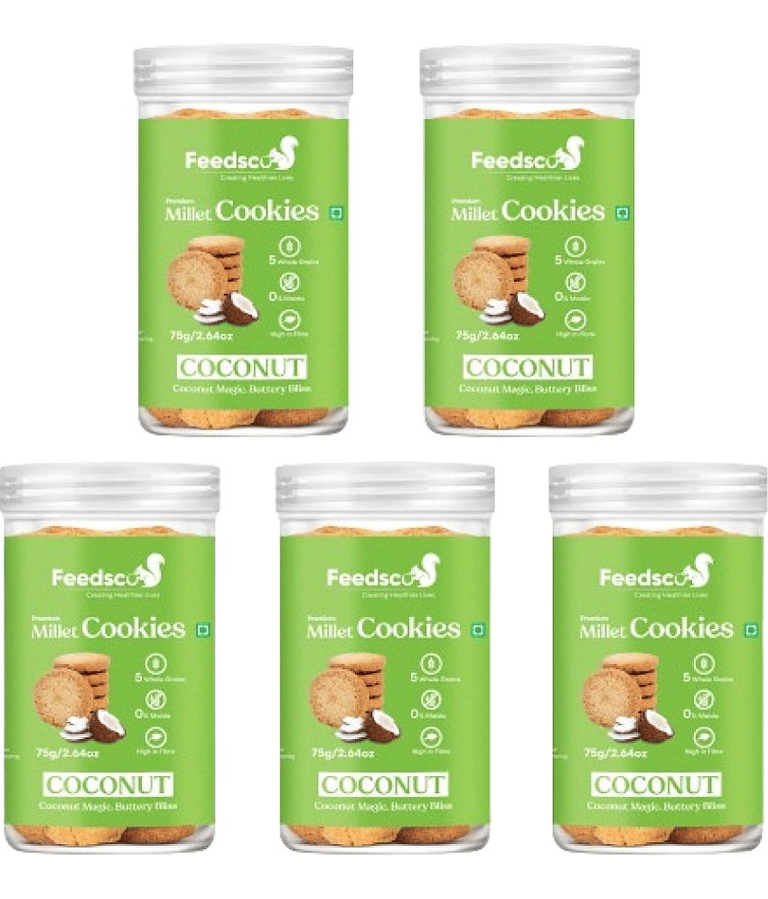 Feedsco Coconut Cookies 75 g Pack of 5