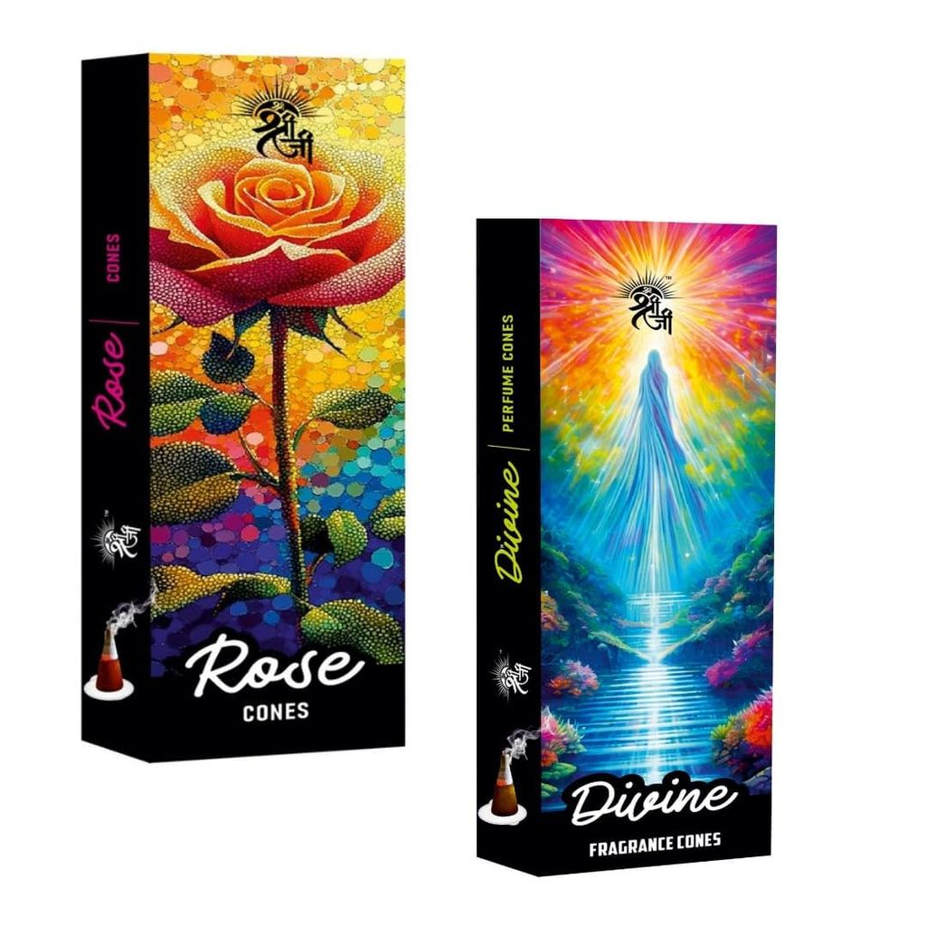 Shri Shriji Flam Aromatic Rose Dhoop Cones � Premium Fragrance (Combo Pack) | Natural Incense Cones for Pooja, Meditation, Relaxation & Home Fragrance | Long-Lasting Aroma