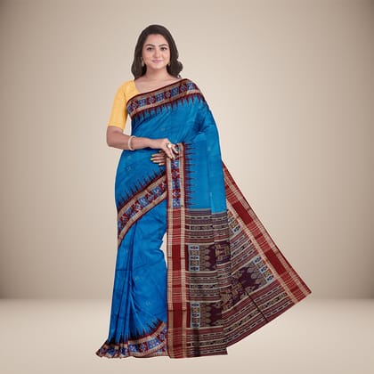 Punji Buti Body with Pasapali Temple Border Khandua Silk Saree