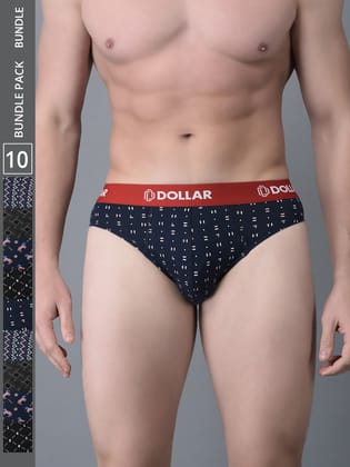 Men's Assorted Pack of 10 Combed Cotton Printed Brief Men's Assorted Pack of 10 Combed Cotton Printed Brief