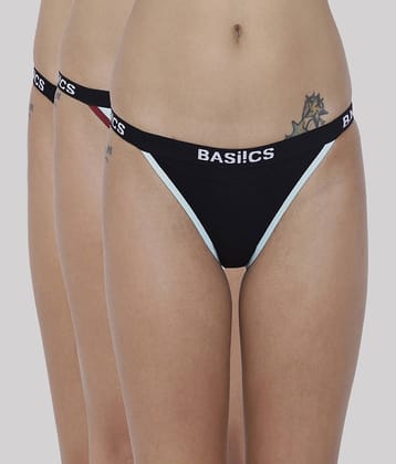 BASIICS By La Intimo Pack of 3 Cotton Lycra Solid Women's No Panty Line ( Multicolor ) BCPBR090C