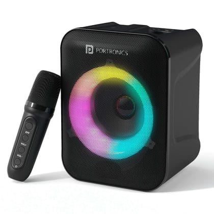 Portronics Apollo One 20W Bluetooth Speaker, Wireless karaoke Mic, Easy Handle Grab, Type C Fast Charging