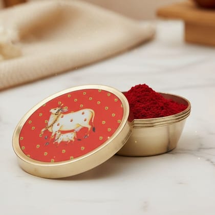 Brass Sindoor Box | Traditional Kumkum Storage Container, Height : 1 Inch (ZMAS639 C)