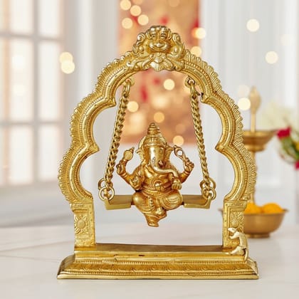 Brass Showpiece Ganesh Jhula God Idol Statue (BSMAS1038 C)
