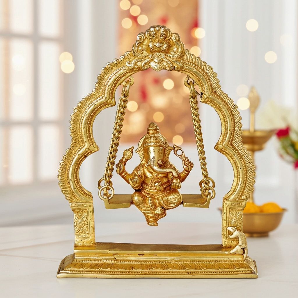 Brass Showpiece Ganesh Jhula God Idol Statue (BSMAS1038 C)