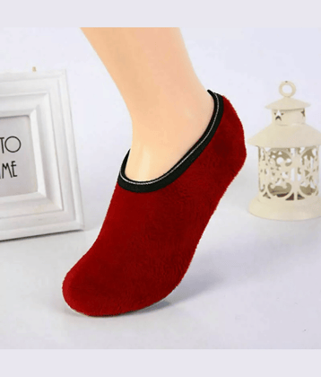 Infispace Pack of 1 Fleece Men's Solid Footies ( Maroon )