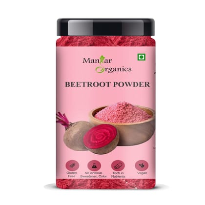 ManHar Organics Beetroot Powder | Pure & High in Antioxidants | Pre-Workout | Natural Brightening, Anti-Aging & Glowing Complexion | Food Colorant – Jar 450gm