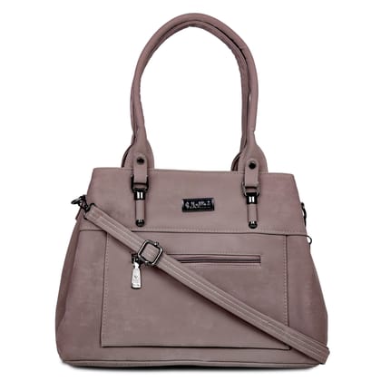Jothi Roselle Premium Womens Handbag | Brushed Velvet & Synthetic Leather Tote | 3-Compartment Organizer | Adjustable & Detachable Sling Strap | Soft Base | Dusty Taupe