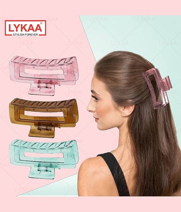 Lykaa Hair Claw Clips Acrylic for Thin/Medium Thick Hair Rectangle Jaw Clips Hair Claw Clip 3Pcs