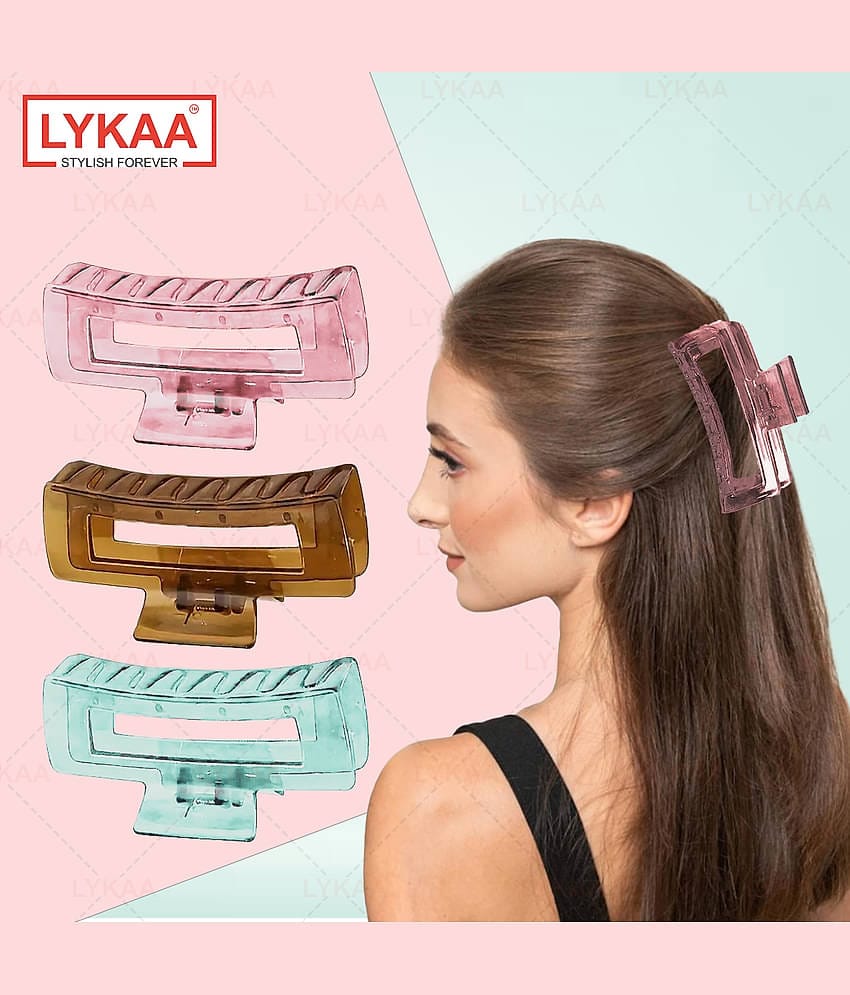 Lykaa Hair Claw Clips Acrylic for Thin/Medium Thick Hair Rectangle Jaw Clips Hair Claw Clip 3Pcs