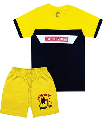 MIST N FOGG Pack of 1 Boys Cotton Blend T-Shirt & Shorts Set ( Blue )