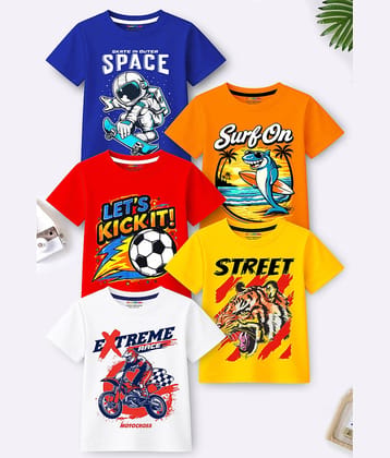 Trampoline Pack of 5 Boys Cotton Blend T-Shirt ( Multicolor )
