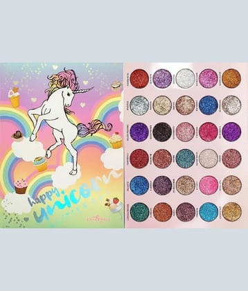 BLUSHIS Professional Gelanzi Party Like a Glittery Unicorn Shimmery Multicolor Eyeshadow Palette, 100gms