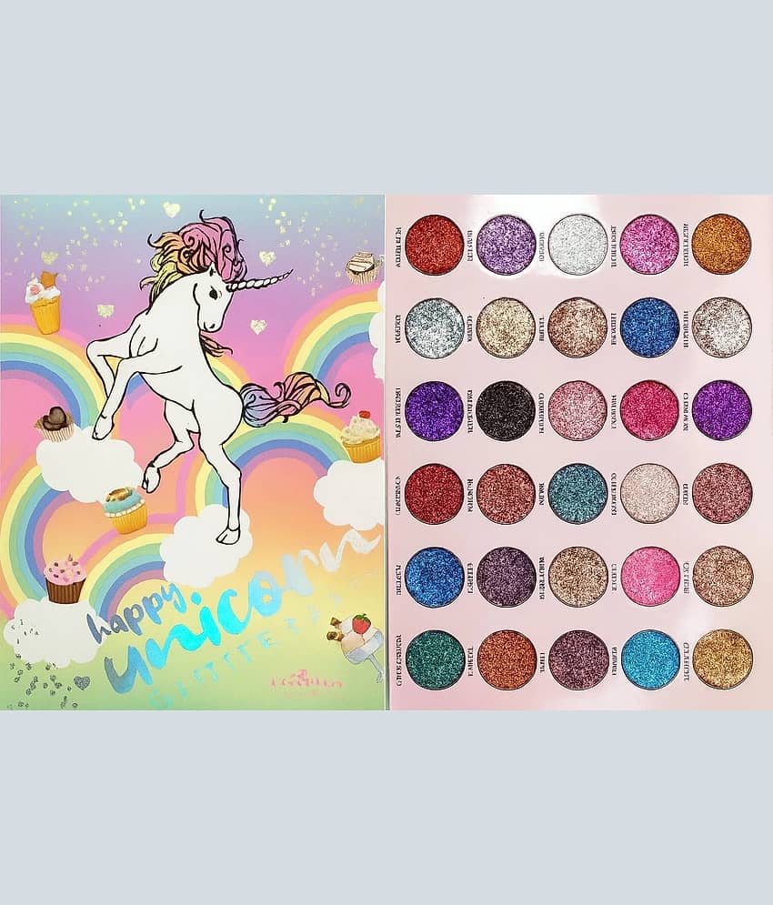 BLUSHIS Professional Gelanzi Party Like a Glittery Unicorn Shimmery Multicolor Eyeshadow Palette, 100gms