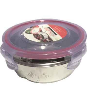 Dynore - 2 No Ubha Click lock Tiffin Silver Stainless Steel Lunch Box ( Pack of 1 ) 250 ml