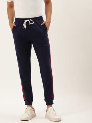 Mens Cotton Rich Lycra With Printed Tape Track Pants-32