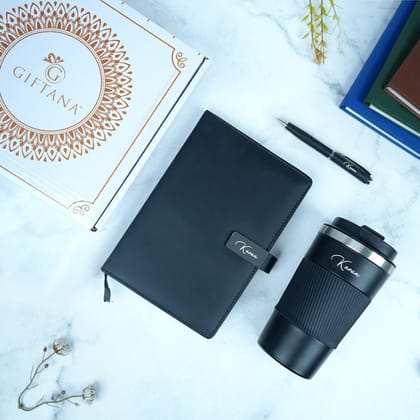 Personalized Gift : 3-in-1 Set with Notebook Diary, S2 Ball Pen & Coffee Tumbler
