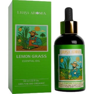 Lhasa Aroma Lemongrass Essential Oil 100 Pure Natural Uplifting Aromatherapy Oil for Freshness Focus (100ml)