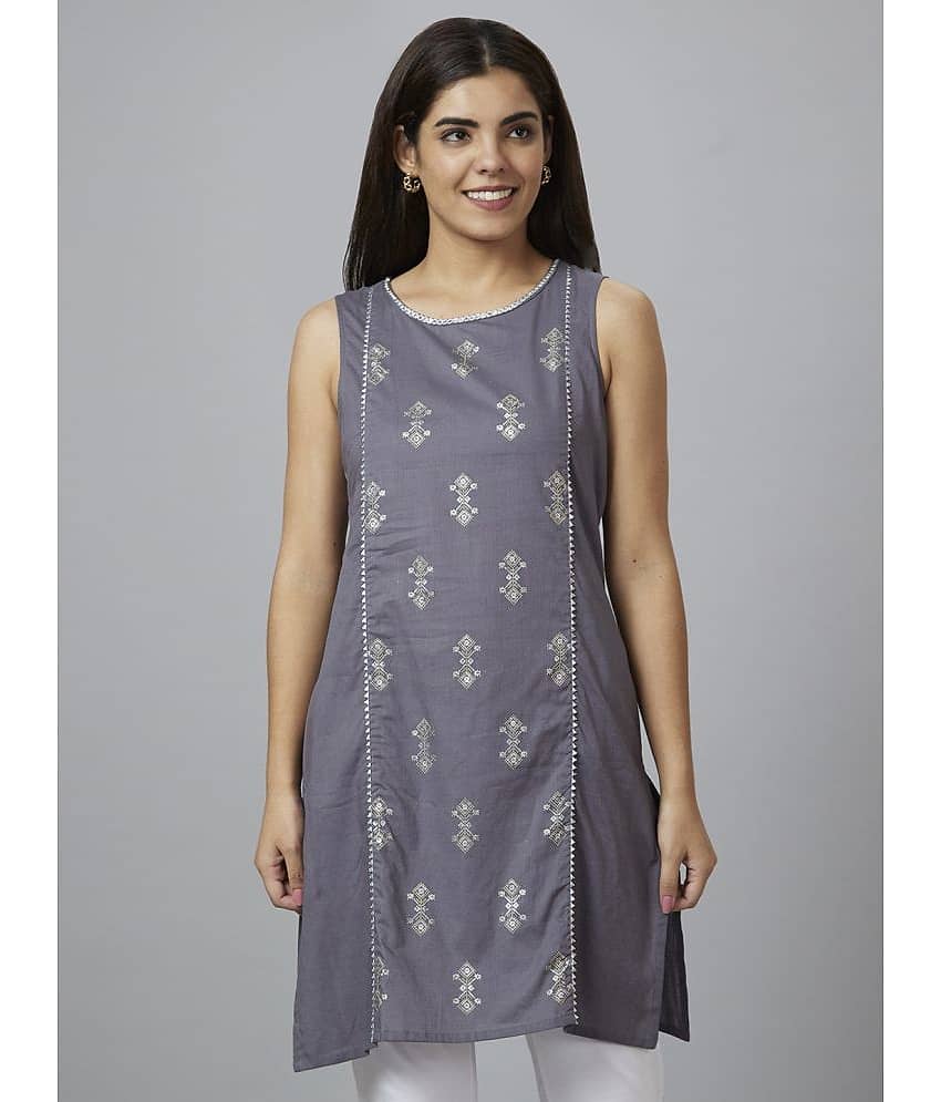 Globus - Grey Cotton Women's Tunic ( Pack of 1 )