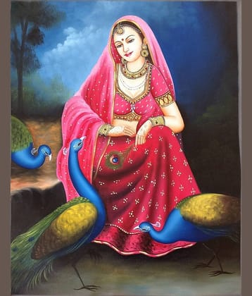 Asmi Collection Self Adhesive Vinyl Rajasthani Lady Wall Sticker ( 78 x 60 cms )