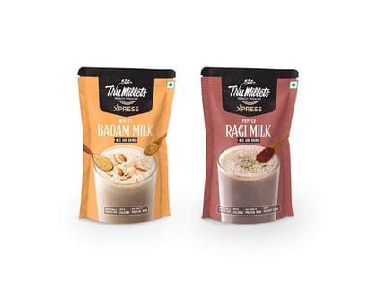Healthy Trial pack: Combo Millet Drink - Popped Ragi Milk 200g,  Badam Milk 200g