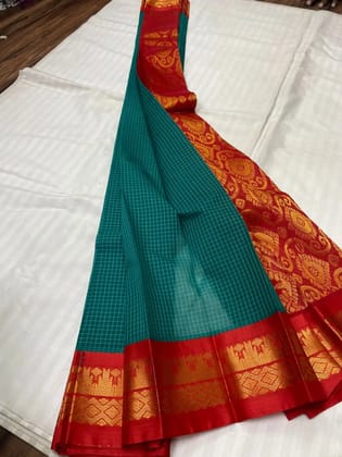 Handloom Cotton Gadwal Saree Traditional Indian Attire
