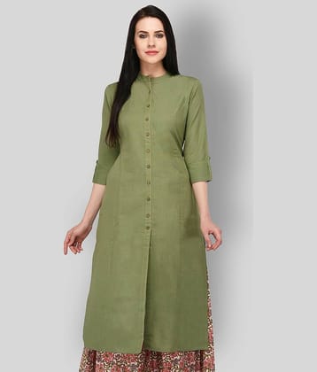 Pistaa - Green Cotton Women's Straight Kurti ( Pack of 1 )