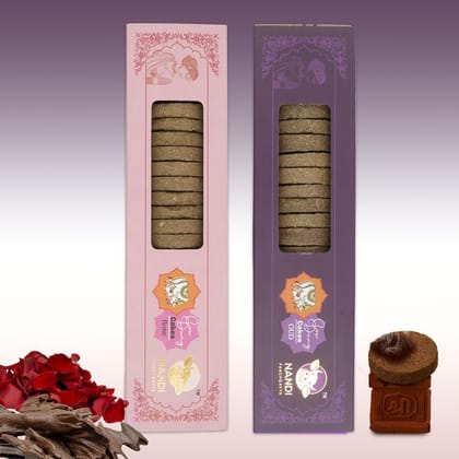 Nandi Air Purifier 100 Percent Desi Cow Dung Cake (42 Pcs) Plus 1 Tulsi Stand Rose & Oud Fragrance