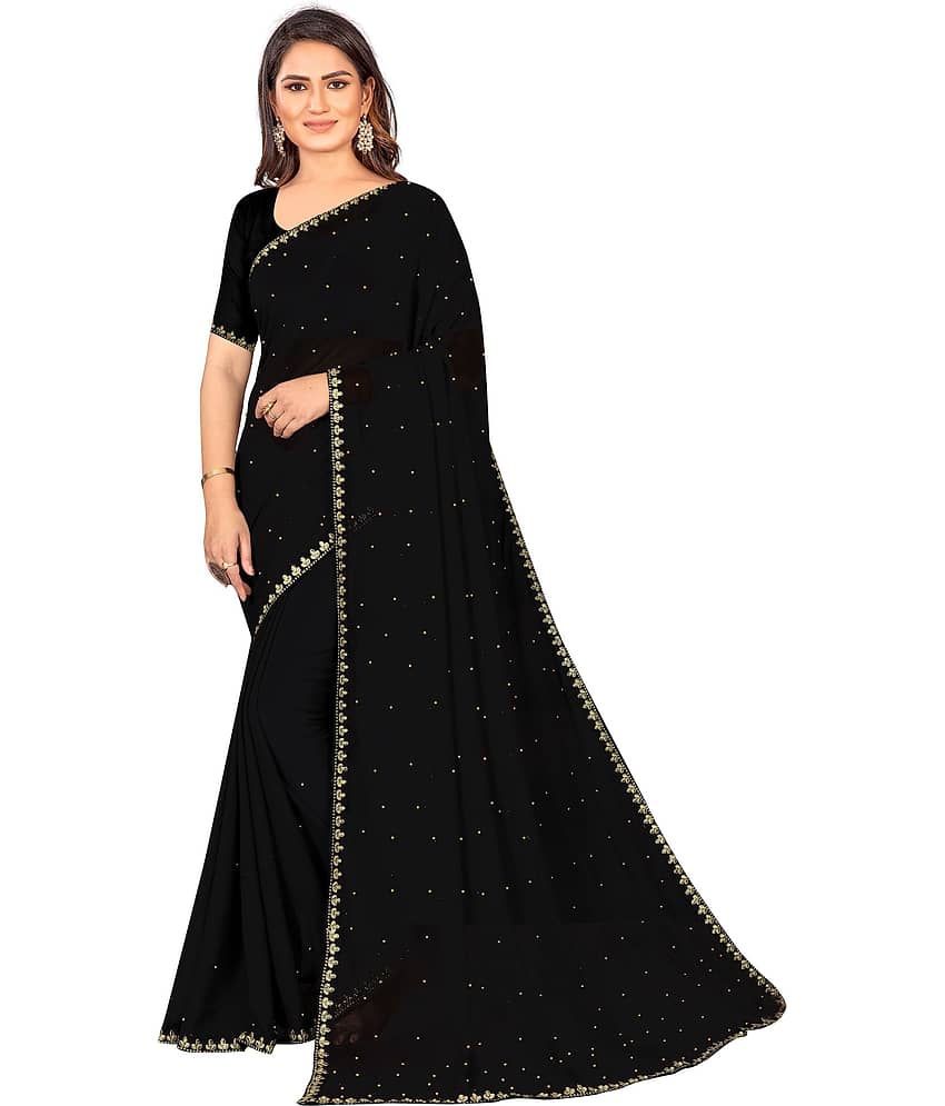 Samai Georgette Solid Saree With Unstitched Blouse Piece ( Multicolor3 )