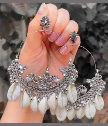 Samridhi DC Silver Hoops Earrings ( Pack of 1 )