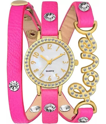 DECLASSE Pink Leather Analog Womens Watch